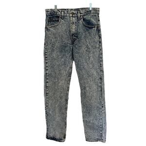 VTG Levi's 505 Acid Wash Slim Fit High Rise Stretch Jeans Black Mens Size 33x34